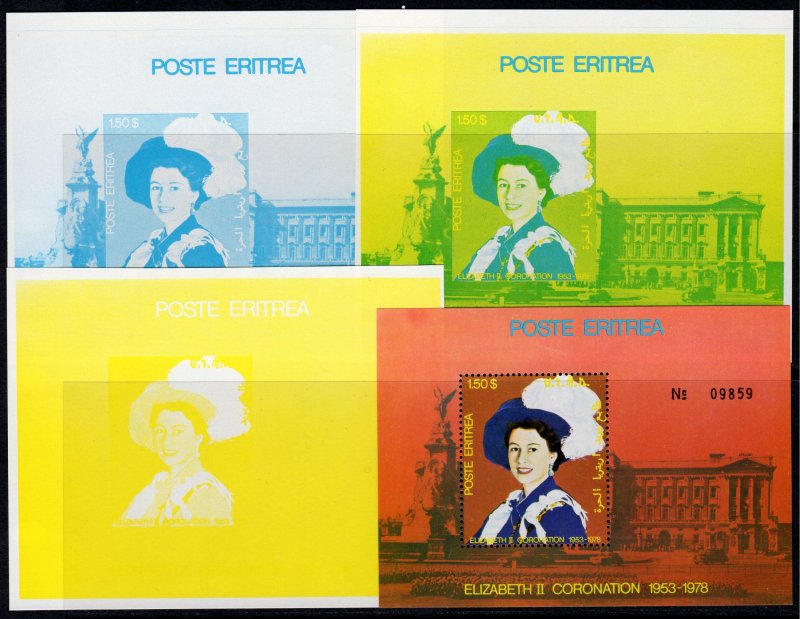 Eritrea 1978 Coronation of Queen Elizabeth II 25th.Anniversary S/S Color Proofs