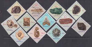 ANGOLA Sc# 551-62 CPL MNH SET of  12 DIFF FOSSILS and MINERALS, DIAMOND SHAPED