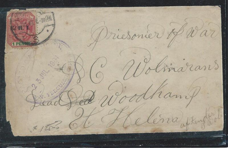 ST HELENA (P3006B) 1901 INCOMING FRO TRANSVAAL BOER WAR COVER TO POW DEADWOOD CA