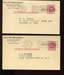 Canal Zone UX11 UPSS S19p & S19pa Matched Pair of Used O.B. Postal Cards LV4633