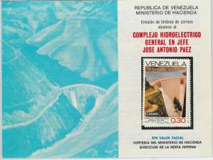 58733 -  VENEZUELA - OFFICIAL POST stamp leaflet : WATER DAM 1973