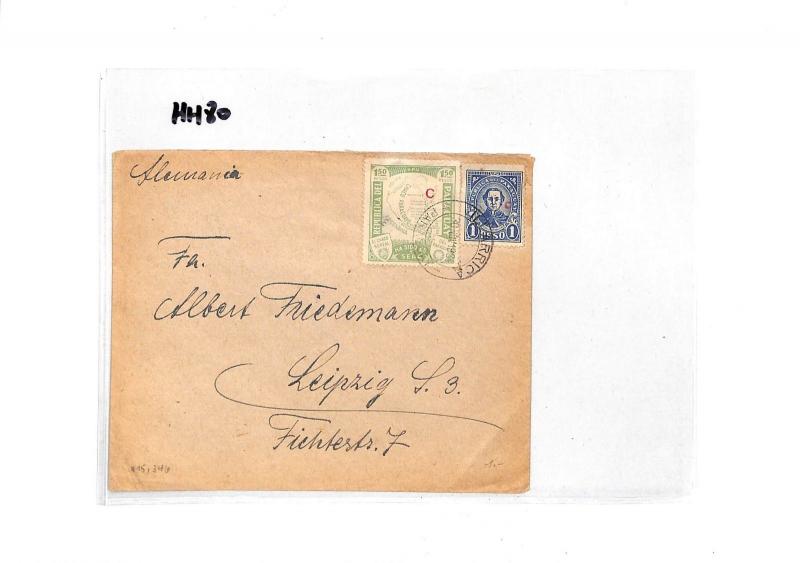 HH80 1934 Paraguay CAMPANA *C* Rural Office Gran Chaco Overprint Cover Leipzig