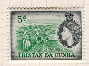 TRISTAN DA CUNHA; 1954 early QEII issue fine Mint hinged 5d. value