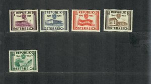 Austria Sc#599-603 M/H/VF, Cv. $49.35