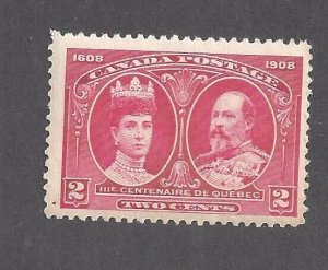 Canada # 98-1 MINT NH 1908 2c CARMINE QUEBEC TERCENTENARY BS28021