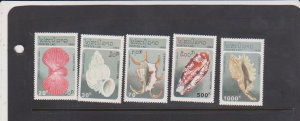 Laos-Scott # 1130-1134 M NH set-Seashells-Marine Life-1993