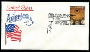 3390 US 33c Library of Congress FDC,  Artopages cachet