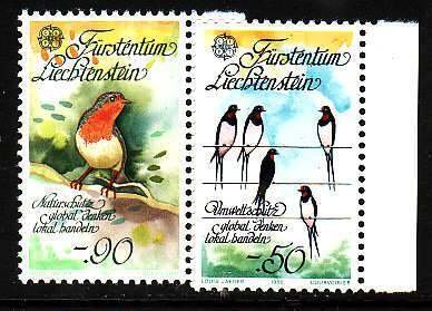 Liechtenstein-Sc#829-30- id7-Unused NH set-Birds-Europa-1986-