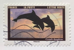 France 2022 Scott 6182 used -  Animals at Dusk, Common Bottlenose Dolphin
