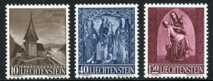 Liechtenstein Scott 317-19 MNHOG - 1957 Chapel and Madonna Set - SCV $15.00