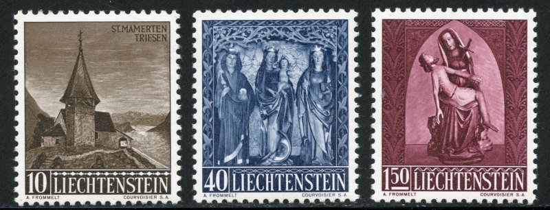 Liechtenstein Scott 317-19 MNHOG - 1957 Chapel and Madonna Set - SCV $15.00