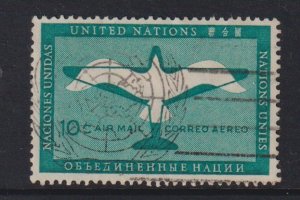 United Nations New York   #C2  used  1951  plane and gull 10c