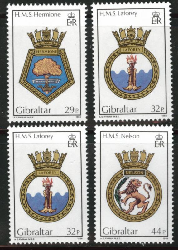 Gibraltar Scott 492-5 MNH**  1986 Navy Crest set