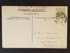 1906 Dublin Ireland to Oakland California Christchurch Cathedral RPPC Cover