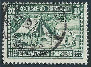 Belgian Congo, Sc #B14, 35c + 15c, Used