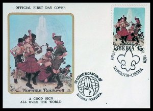 Liberia Norman Rockwell - A Good Sign all over the world (1979) FDC