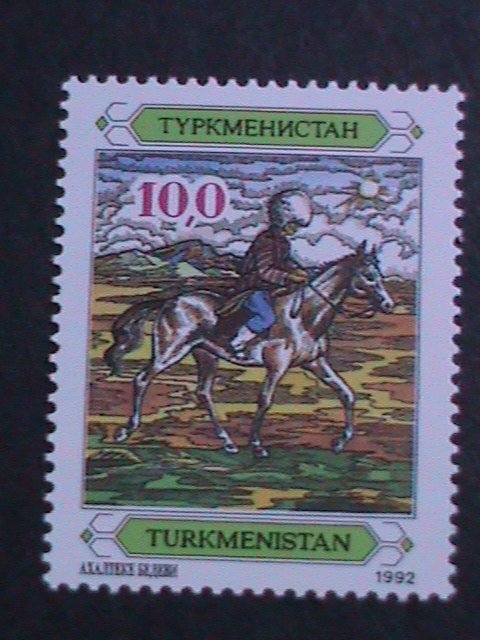 ​TURKMENISTAN-1992 SC#4-AKHALTEKIN HORSE AND RIDER MNH VF WE SHIP TO WORLDWIDE