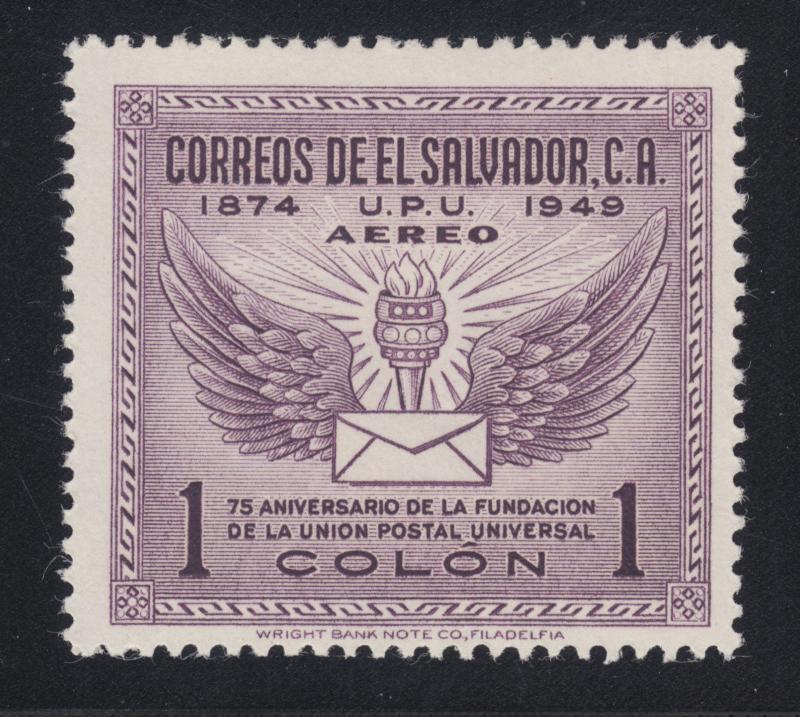 Salvador Sc C124 MLH. 1949 1col purple UPU, top value to set, F-VF