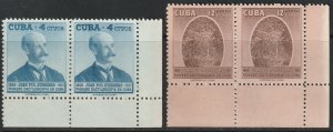 Cuba 1957 Sc 571,C157 set corner pairs MNH**