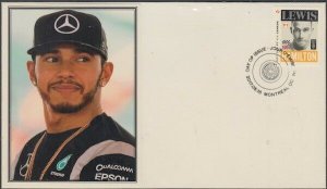 CANADA # 2997.10, FORMULA 1 LEWIS HAMILTON  POSTAGE STAMP on SUPERB ENVELOPE #10