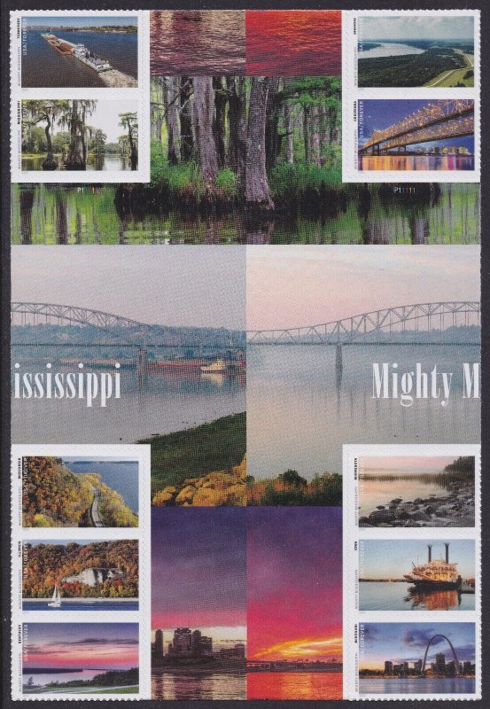 US 5698 Mighty Mississippi forever cross gutter block (10 stamps) MNH 2022 