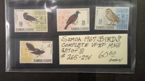 Samoa I Sisifo 1967 Birds Scott# 265-274 complete MNH VF-XF set of 10