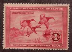 Scott RW2 1935 $1.00 Duck Stamp Unused No Gum Nice Stamp SCV - $175.00