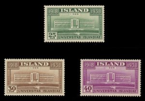 ICELAND Sc# 209-11, 1938 UNIVERSITY OF ICELAND, 20th ANNIV., MNH SET