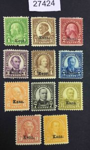 US STAMPS  #658-668 MINT OG H LOT #27424