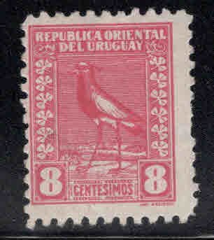 Uruguay Scott 338 MH* Lapwing Bird, Imp. National Oblique crease