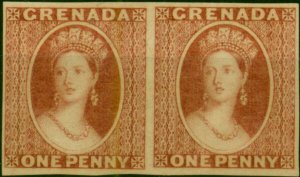Grenada 1861 1d Rose Imperf Colour Trial on Un-Watermarked Paper Fine & Fresh...