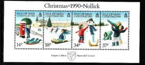 Isle of Man-Sc#439a-unused NH sheet-Christmas-1990-Snowman-
