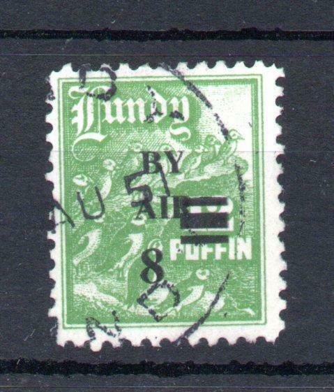 LUNDY: 'BY AIR' (NARROW) + 8p OVERPRINT USED