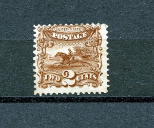 U.S. #113 (U292) Post Horse & rider, 2¢ brown, G grill, M,HH, F, CV$500.00