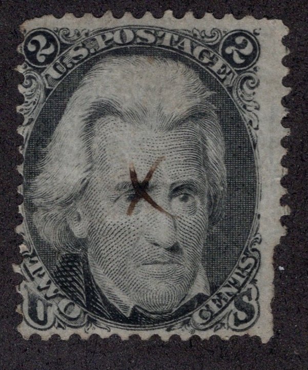 US #73    2 CENT JACKSON   PEN CANCEL  MINOR FAULT   ~0120