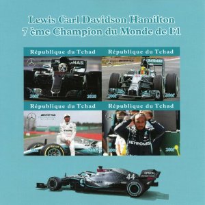 Chad Sports Stamps 2020 MNH Lewis Hamilton Formula 1 F1 Racing 4v IMPF M/S