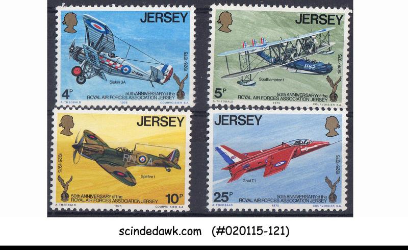 JERSEY - 1975 50th ANNIVERSARY OF THE ROYAL AIR FORCES ASSOCIATION / AVIATION 4V