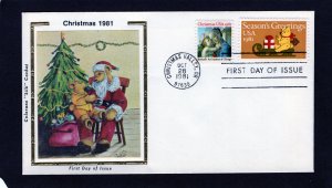 1940-1939 Christmas, FDC pair Colorano Silk