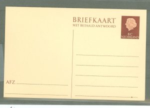 Netherlands  1954/57 8c + 8c brown on cream