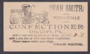 US Sc UX8 used 1886 Illustrated Advertising Postal Card for Confectionery, VF