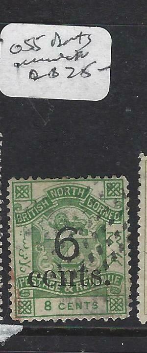 NORTH BORNEO (P1303B)  6C/8C  ARMS, LION  SG 55   DOTS CANCEL   VFU