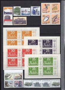 Sweden 1965-1992 Collection of 212 Mint Stamps See Scans