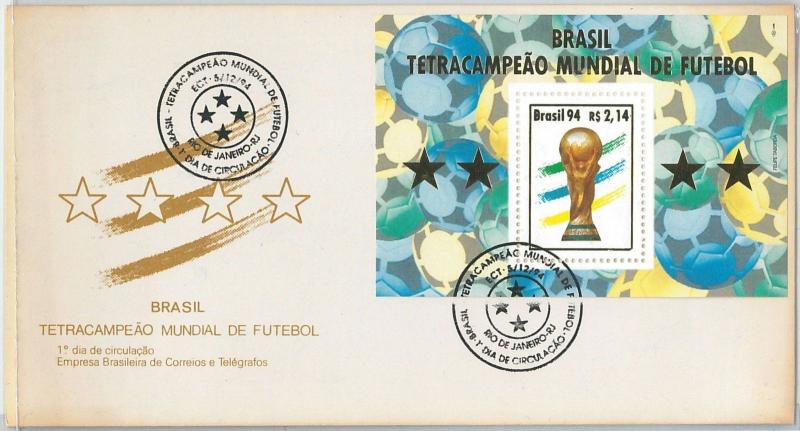 59633 -  BRAZIL - POSTAL HISTORY:  FDC  COVER  1994 - FOOTBALL: Souvenir Sheet