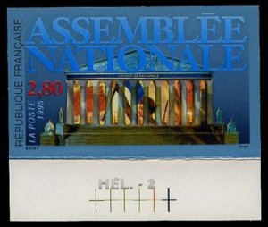 France, 1950-Present #2477 (YT 2945) Cat€20, 1995 National Assembly, imperf...