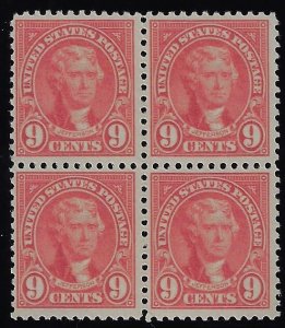 Scott #561 - $90.00 – F/VF-OG-NH – Handsome block of four. Gorgeous rich color.