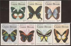 Guinea-Bissau - 1984 Butterflies - 7 Stamp Set - Scott #604-10