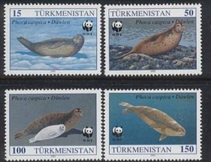 WWF MNH Turkmenistan Sc 35-38 Value $ 6,40