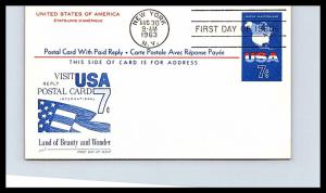 #UY19 Map of the USA Postal Reply Card - Fleetwood Cachet 18EV