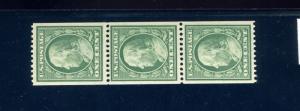 Scott #348 Washington  Mint Coil Strip of 3 Stamps NH w/Crowe Cert (348-FR4)