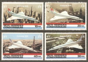 NEW HEBRIDES BRIT Sc# 254 - 257 MNH FVF Set of 4 Concorde Airplanes